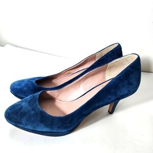 Womens Vince Camuto Pump High Heel Blue Suede Size 9.5B  Leather Top